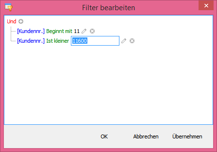 Filter bearbeiten